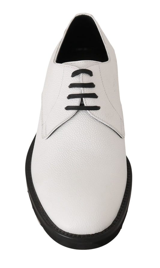 White Leather Derby Dress Formal Shoes-Dolce & Gabbana-LabelTerrace.com