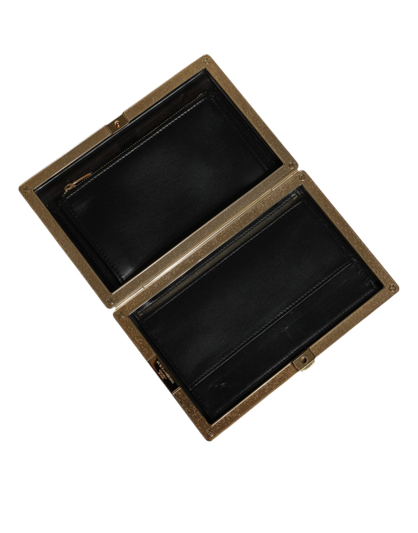 White Leather Gold Frame Clutch Evening Party Purse Bag-Dolce & Gabbana-LabelTerrace.com