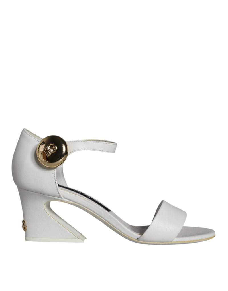 White Leather Heels Keira Sandals Shoes-Dolce & Gabbana-LabelTerrace.com