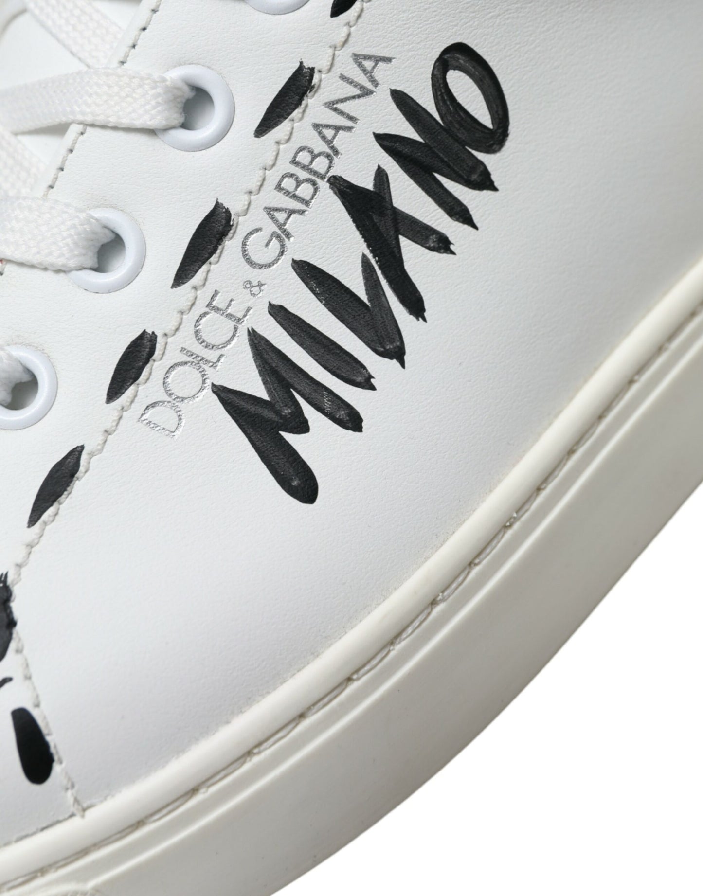 White Leather LOVE Milano Men Sneakers Shoes-Dolce & Gabbana-LabelTerrace.com
