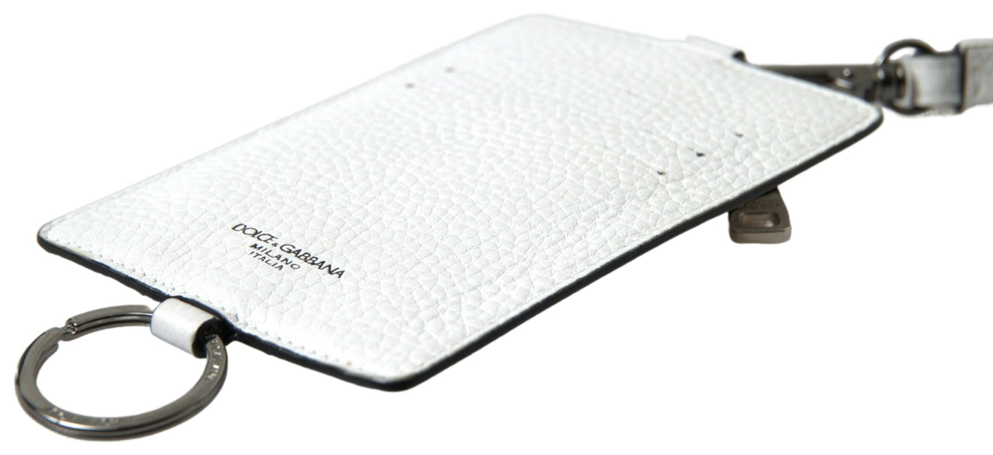 White Leather Lanyard Logo Card Holder Men Wallet-Dolce & Gabbana-LabelTerrace.com