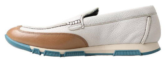 White Leather Loafers Moccasins Shoes-Dolce & Gabbana-LabelTerrace.com