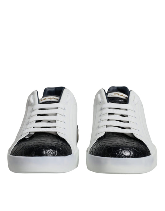 White Leather Logo Portofino Sneaker Shoes-Dolce & Gabbana-LabelTerrace.com