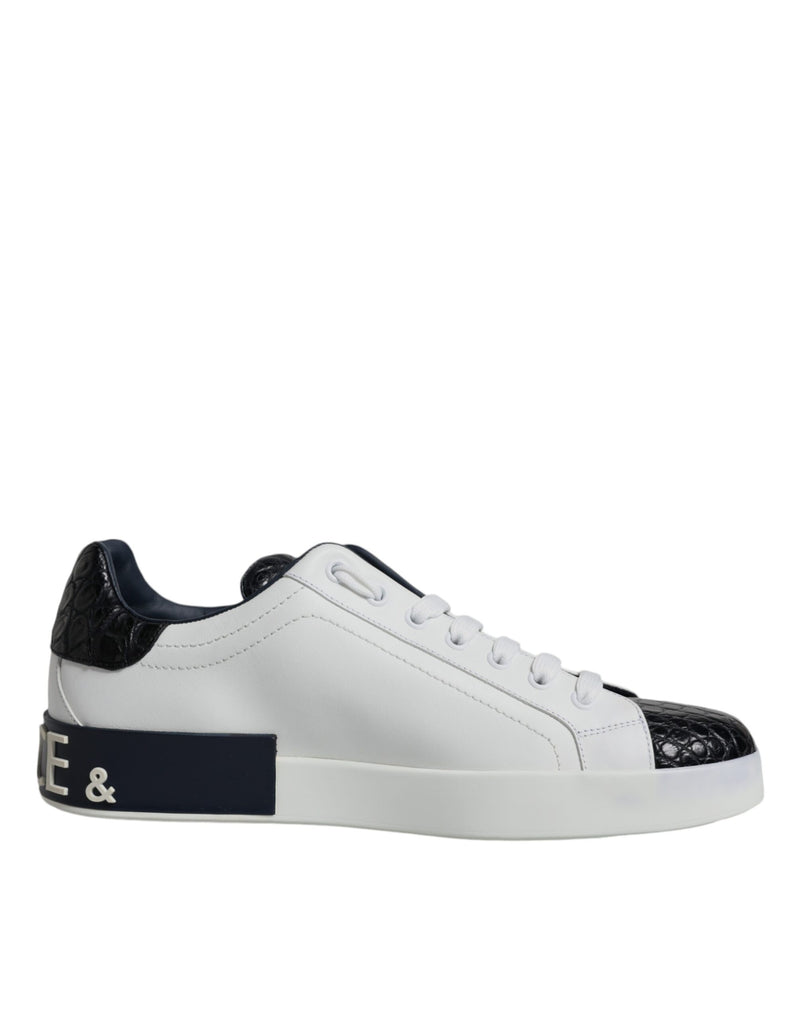 White Leather Logo Portofino Sneaker Shoes-Dolce & Gabbana-LabelTerrace.com