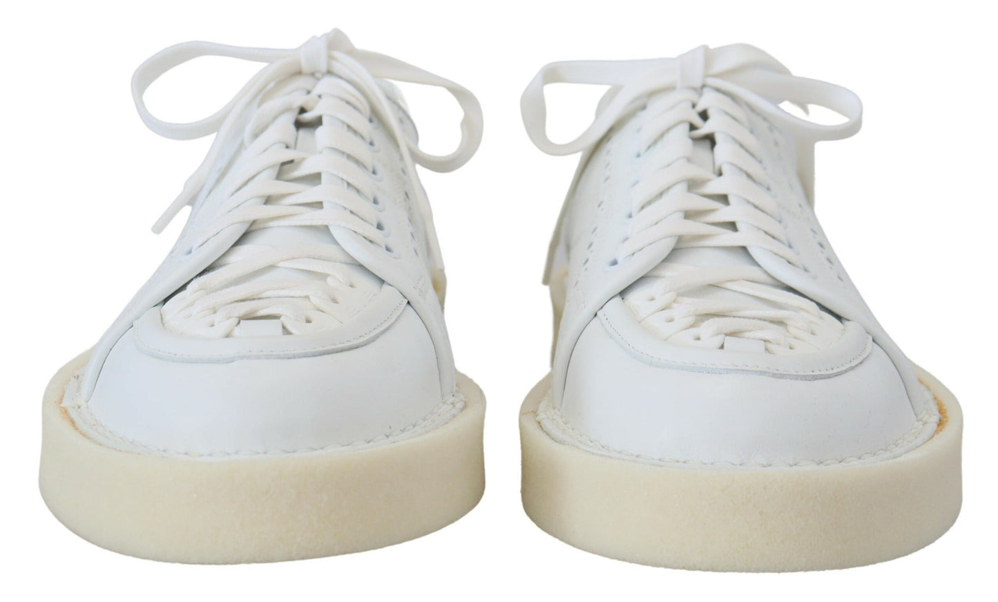 White Leather Low Top Oxford Sneakers Casual Shoes-Dolce & Gabbana-LabelTerrace.com