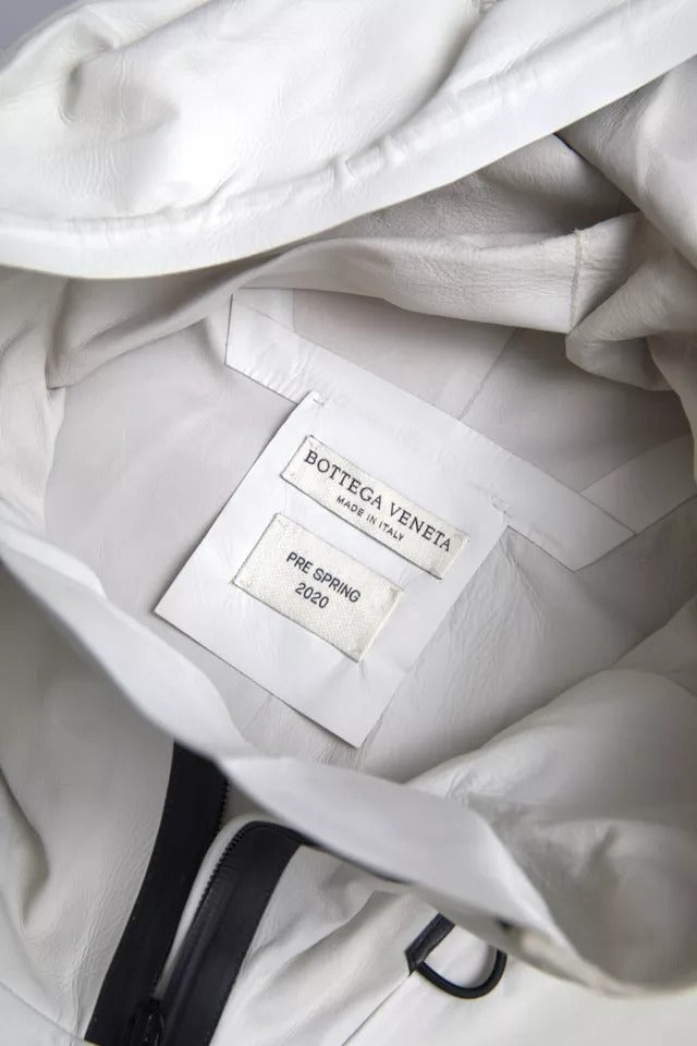 White Leather Men Waterproof Jacket Blouson-Bottega Veneta-LabelTerrace.com