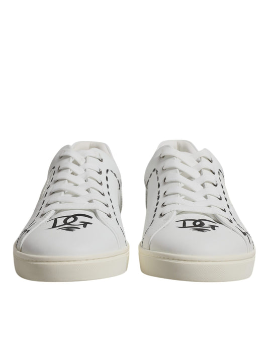 White Leather Milano Low Top Sneakers Shoes-Dolce & Gabbana-LabelTerrace.com