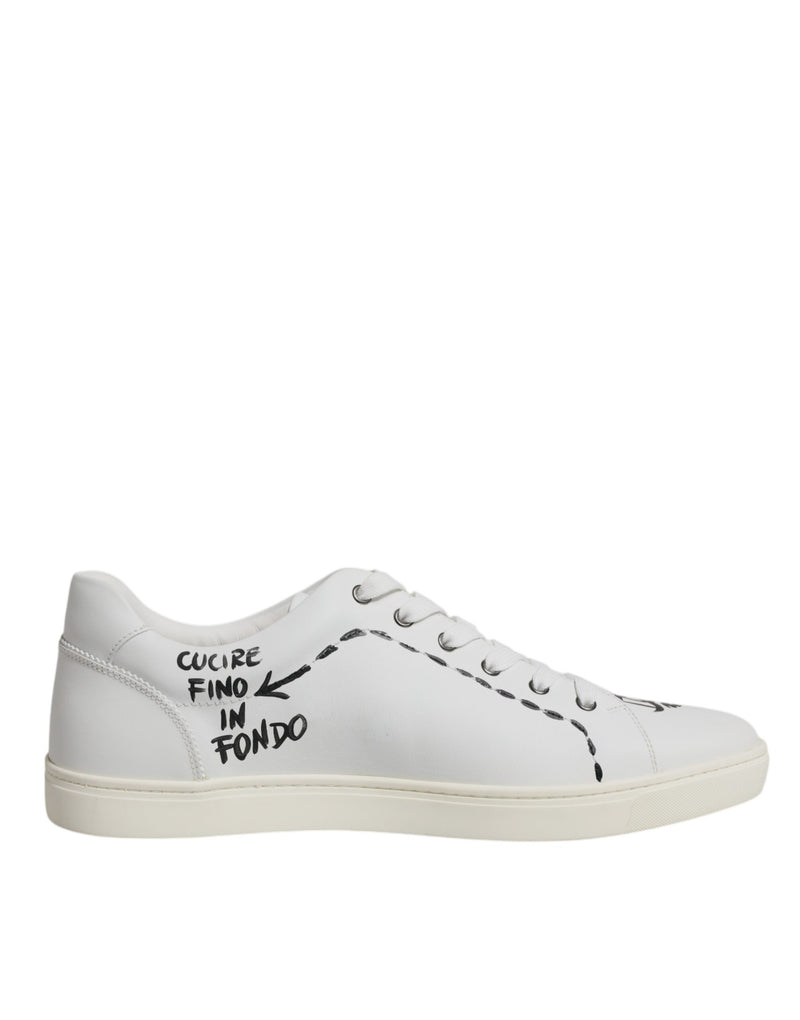 White Leather Milano Low Top Sneakers Shoes-Dolce & Gabbana-LabelTerrace.com