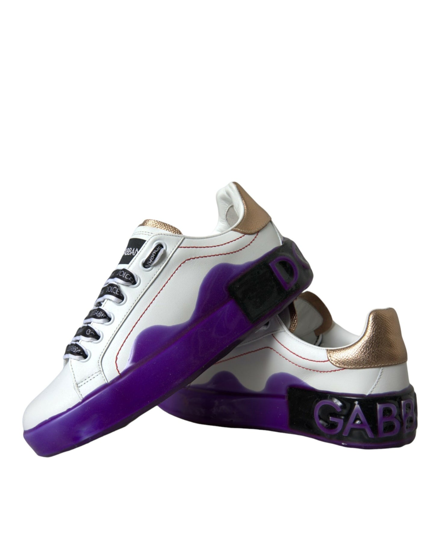 White Leather Portofino Low Top Sneakers Shoes-Dolce & Gabbana-LabelTerrace.com
