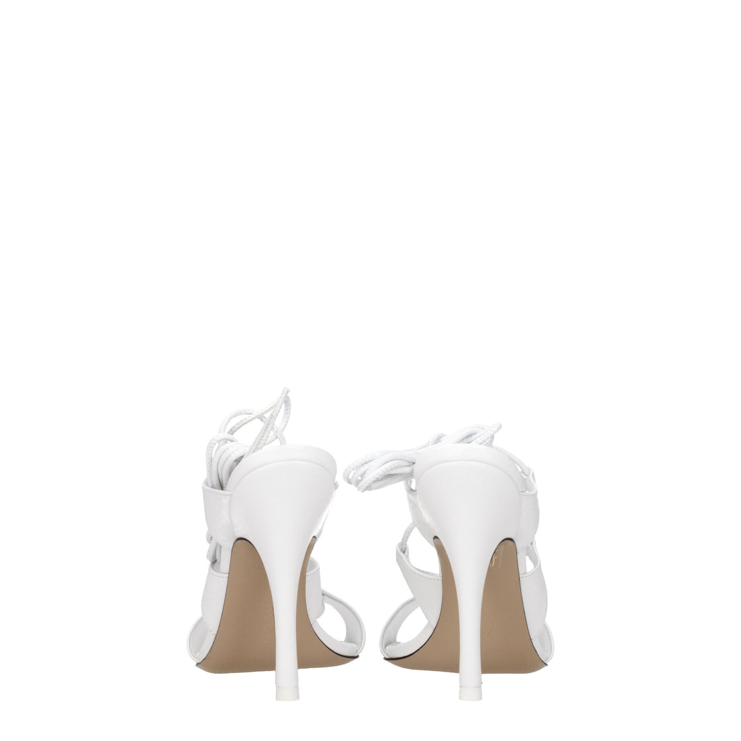 White Leather Stiletto Heel Sandals