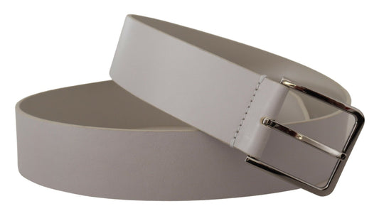 White Leather Wide Silver Metal Buckle Belt-Dolce & Gabbana-LabelTerrace.com