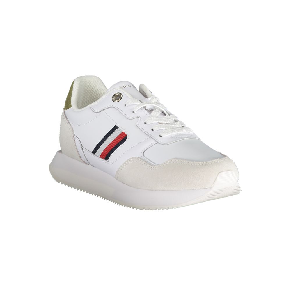 White Leather Women Sneaker-Tommy Hilfiger-LabelTerrace.com