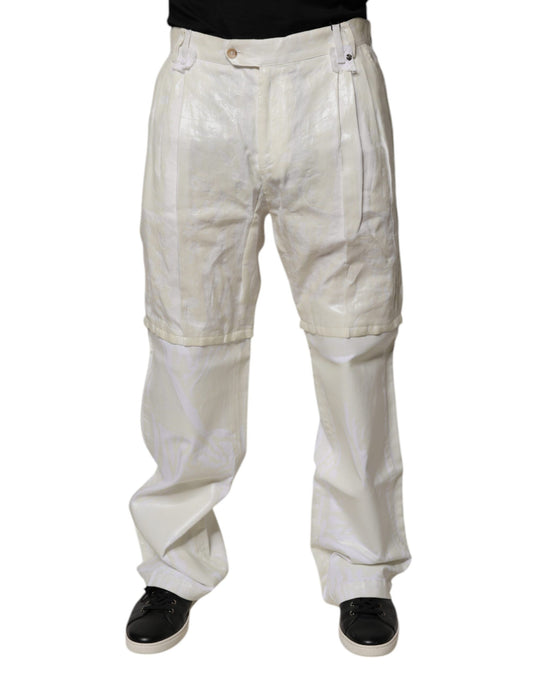White Linen Mid Waist Straight Men Denim Jeans-Dolce & Gabbana-LabelTerrace.com