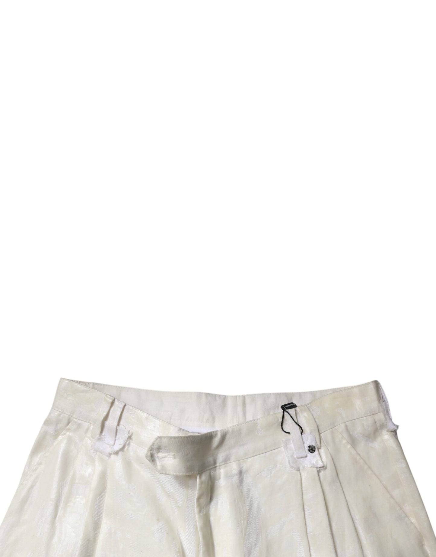 White Linen Mid Waist Straight Men Denim Jeans-Dolce & Gabbana-LabelTerrace.com