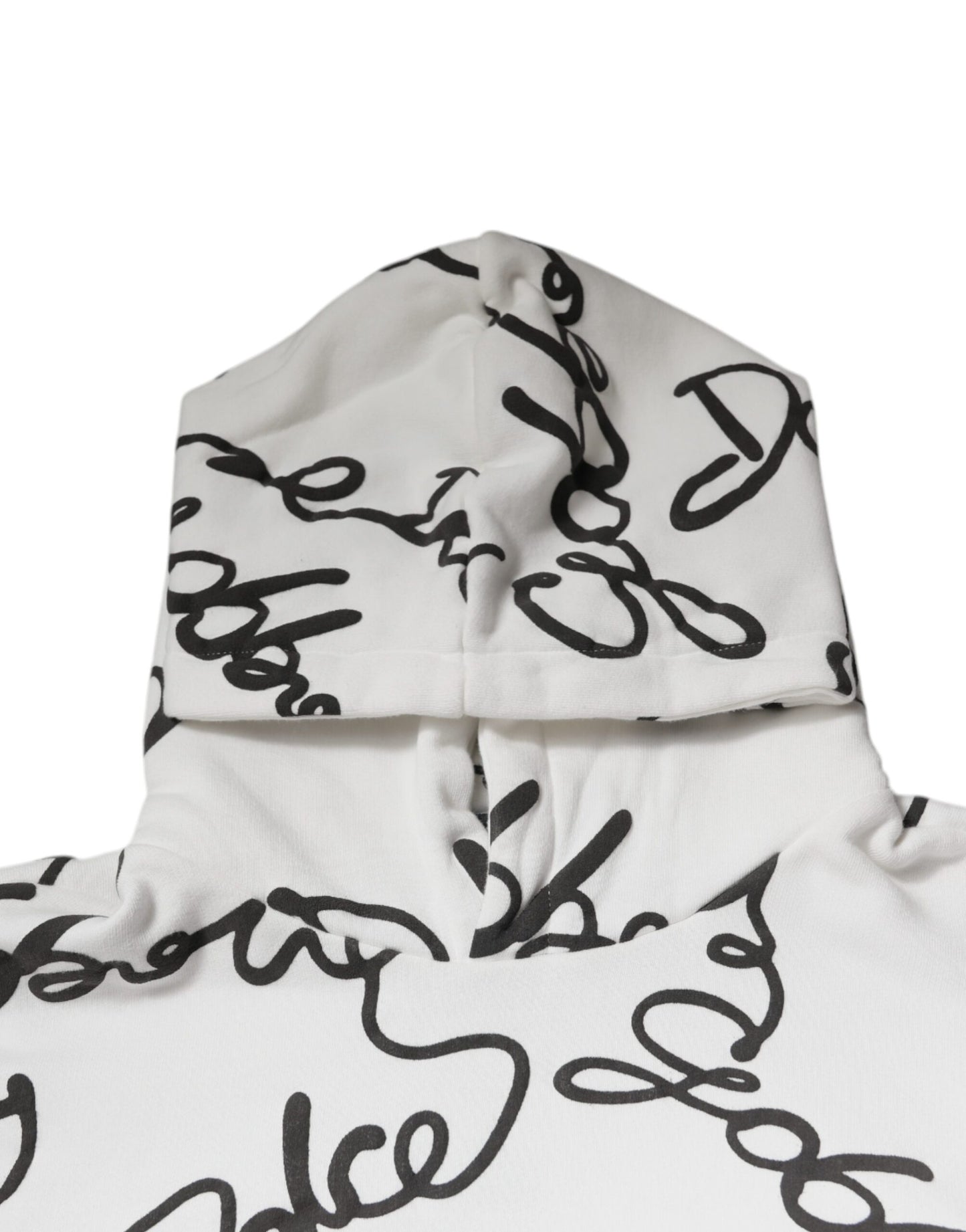 White Logo Cotton Hooded Sweatshirt Sweater-Dolce & Gabbana-LabelTerrace.com