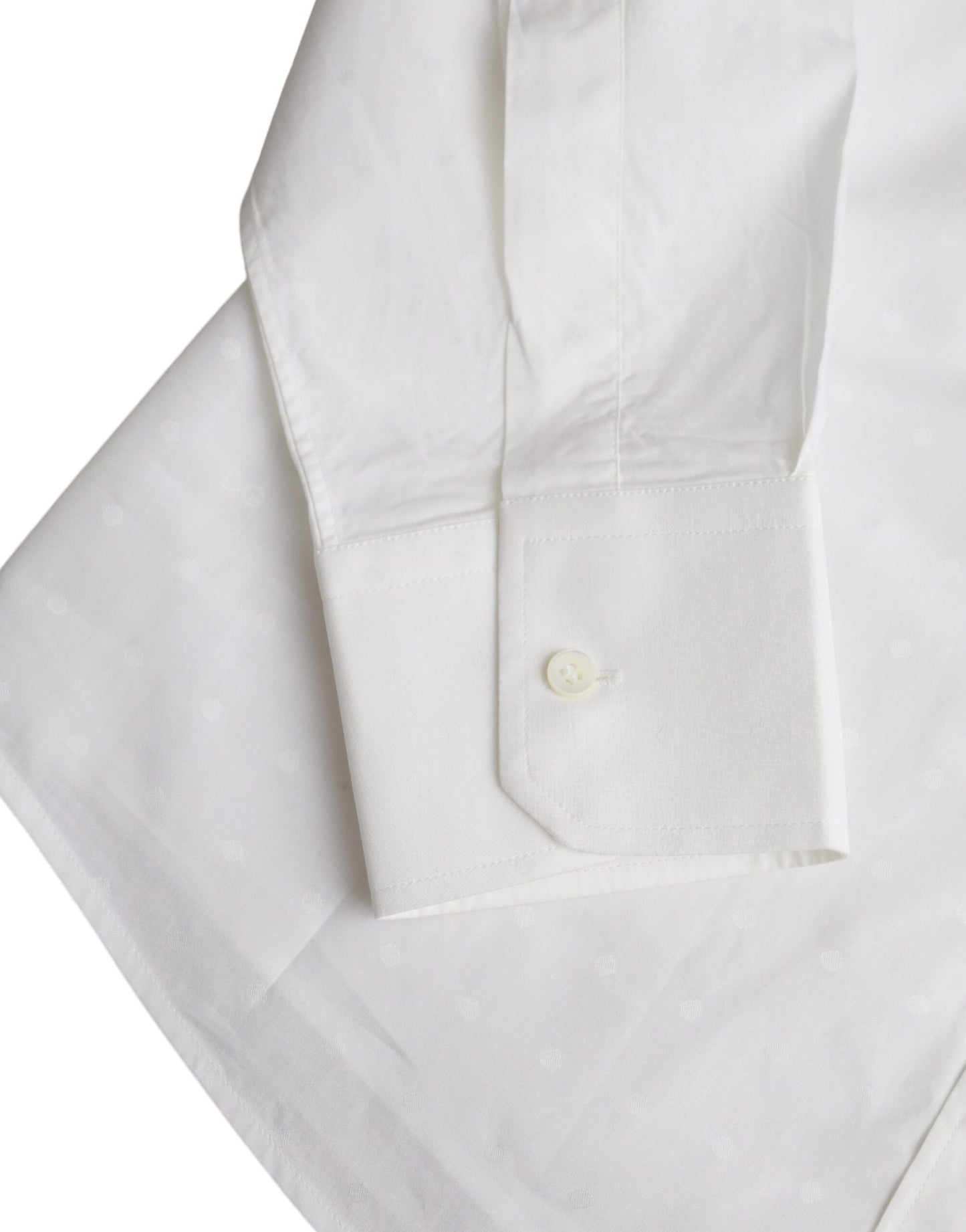 White Logo Cotton Men Dress GOLD Shirt-Dolce & Gabbana-LabelTerrace.com