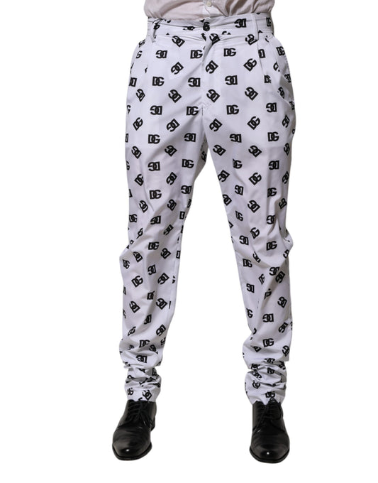 White Logo Cotton Skinny Denim Trouser Pants-Dolce & Gabbana-LabelTerrace.com