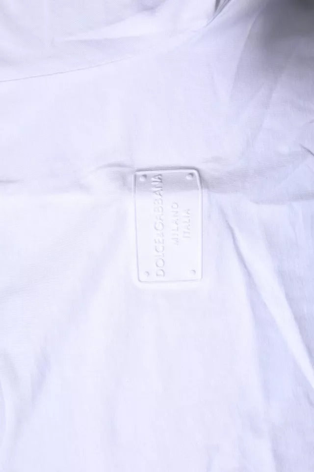 White Logo Plaque Cotton Crew Neck T-shirt-Dolce & Gabbana-LabelTerrace.com