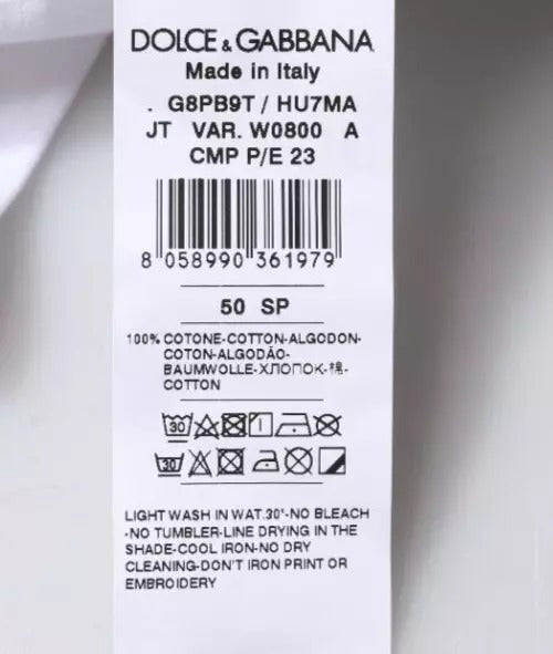 White Logo Print Cotton Crew Neck T-shirt-Dolce & Gabbana-LabelTerrace.com