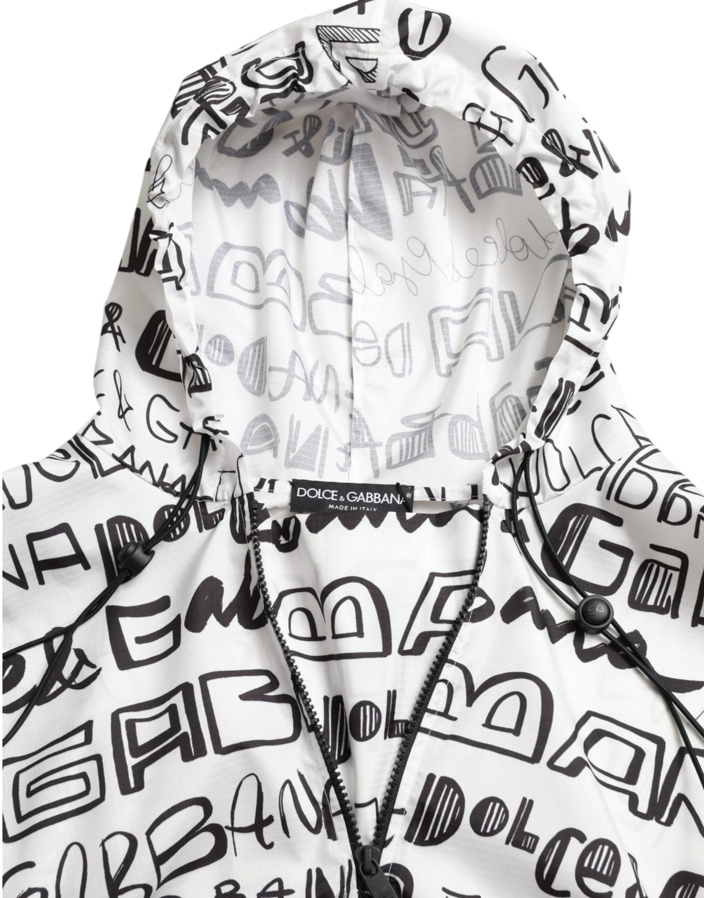 White Logo Print Hooded Blouson T-shirt Top-Dolce & Gabbana-LabelTerrace.com