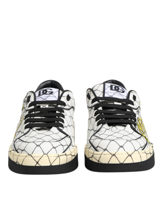 White Logo Print Low Top Men Sneakers Shoes-Dolce & Gabbana-LabelTerrace.com