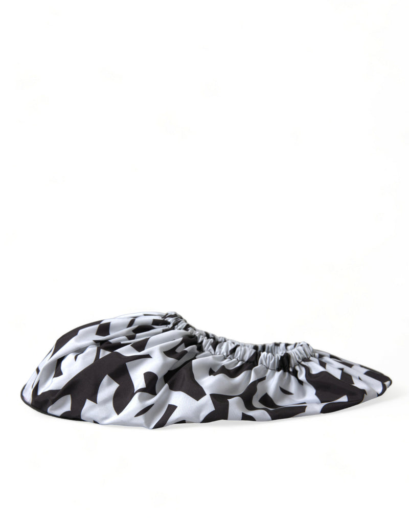 White Logo Print Nylon Slip On Flats Shoes-Dolce & Gabbana-LabelTerrace.com
