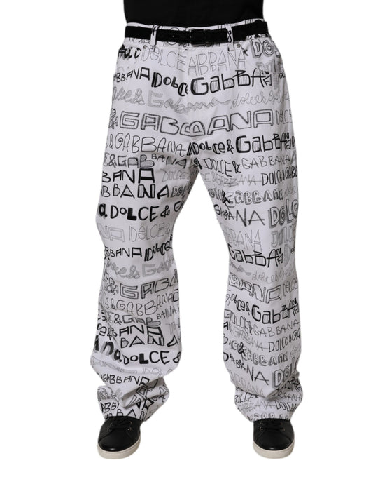 White Logo Print Straight Men Denim Jeans-Dolce & Gabbana-LabelTerrace.com
