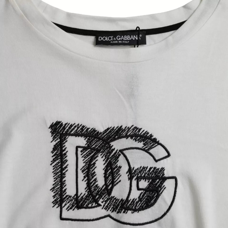 White Logo Round Neck Short Sleeves T-shirt-Dolce & Gabbana-LabelTerrace.com