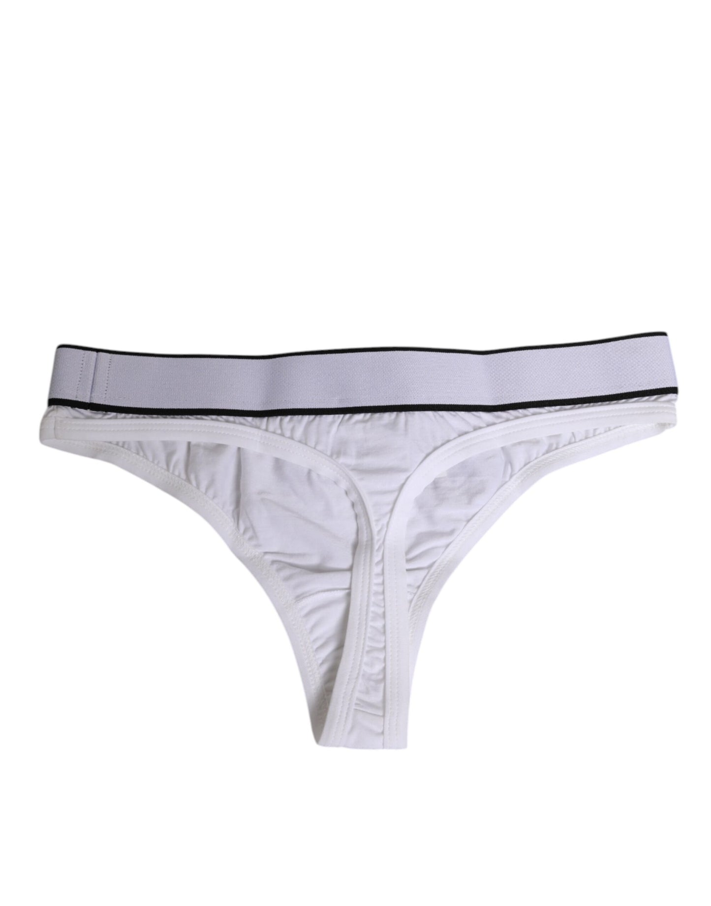 White Logo Waistband Modal Cotton Thong Underwear-Dolce & Gabbana-LabelTerrace.com