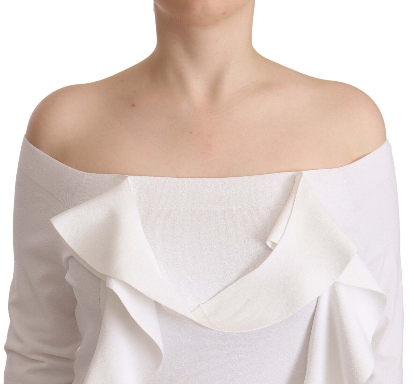 White Long Sleeves Off Shoulder Women Top Blouse-EXTERIOR-LabelTerrace.com