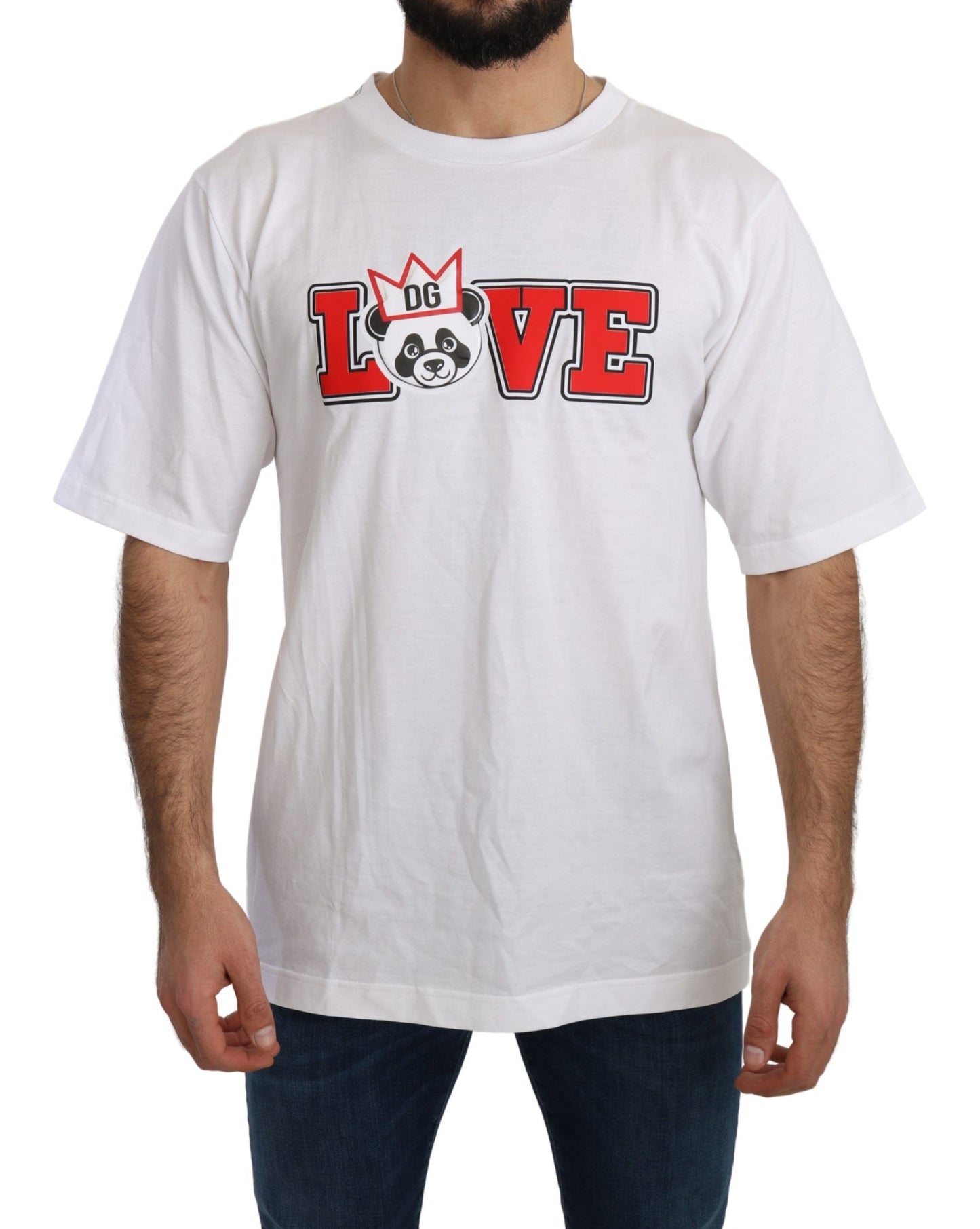 White Love Panda Print Top T-shirt-Dolce & Gabbana-LabelTerrace.com