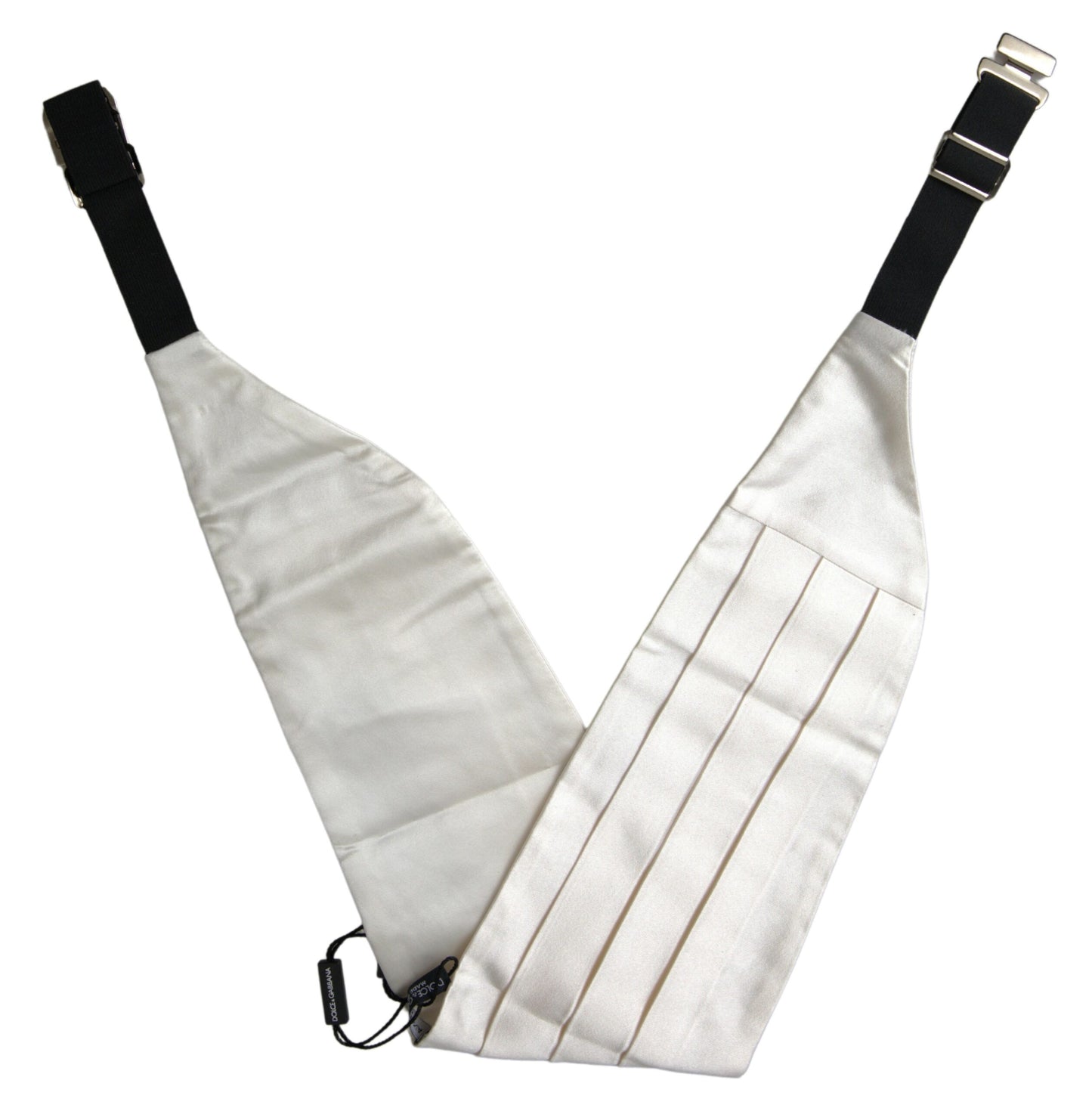 White Men Wide Waist Silk Belt Cummerbund-Dolce & Gabbana-LabelTerrace.com