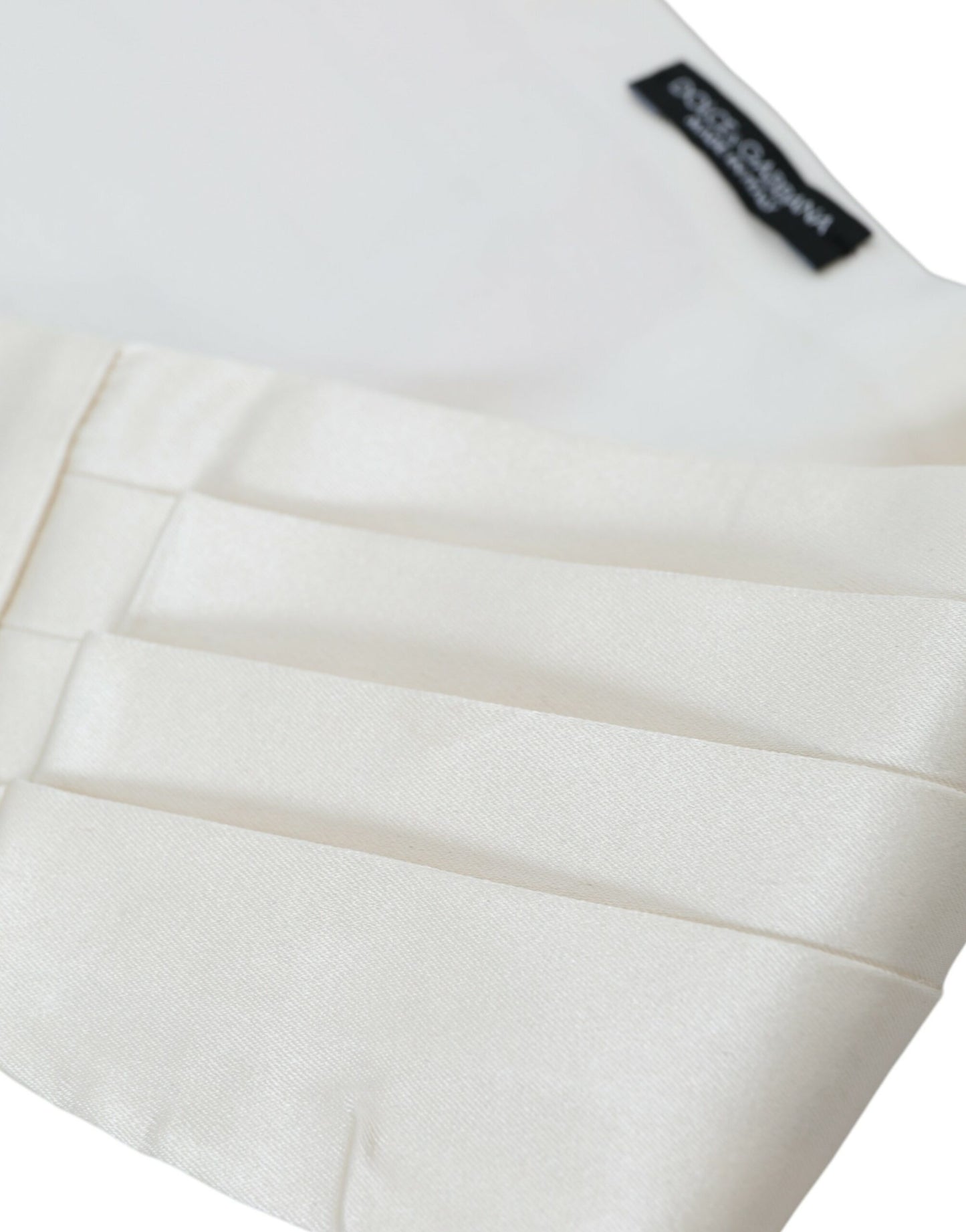 White Men Wide Waist Silk Belt Cummerbund-Dolce & Gabbana-LabelTerrace.com