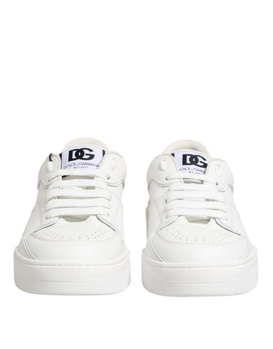 White Miami Leather Low Top Sneakers Shoes