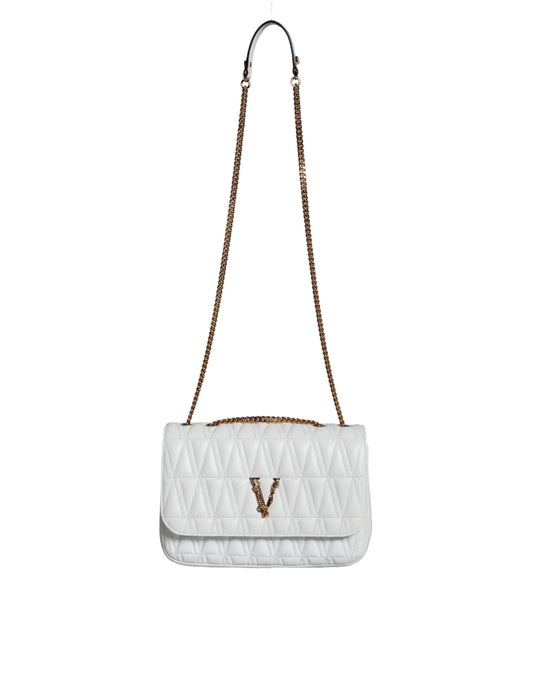 White Mini Nappa Leather Crossbody Shoulder Bag-Versace-LabelTerrace.com