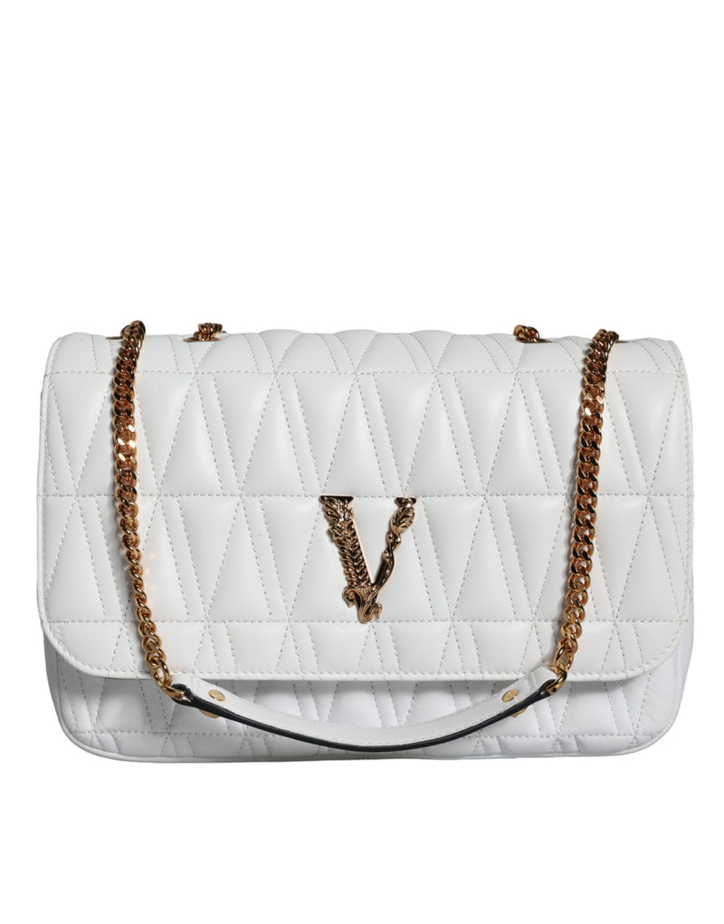 White Mini Nappa Leather Crossbody Shoulder Bag-Versace-LabelTerrace.com