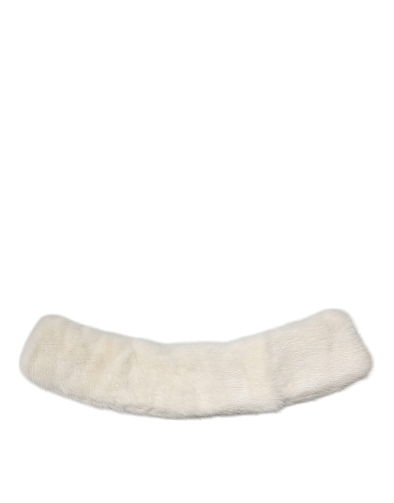 White Mink Fur Collar Women Neck Wrap Scarf-Dolce & Gabbana-LabelTerrace.com