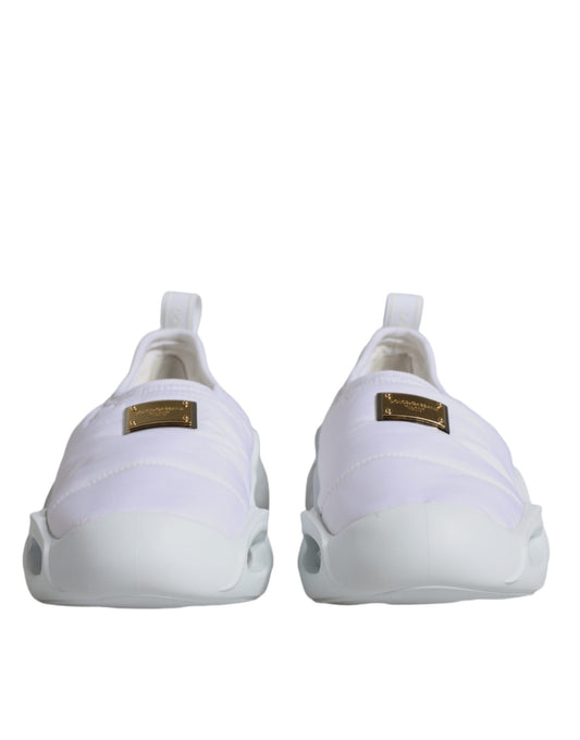 White Padded Fabric Low Top Sneakers Shoes-Dolce & Gabbana-LabelTerrace.com