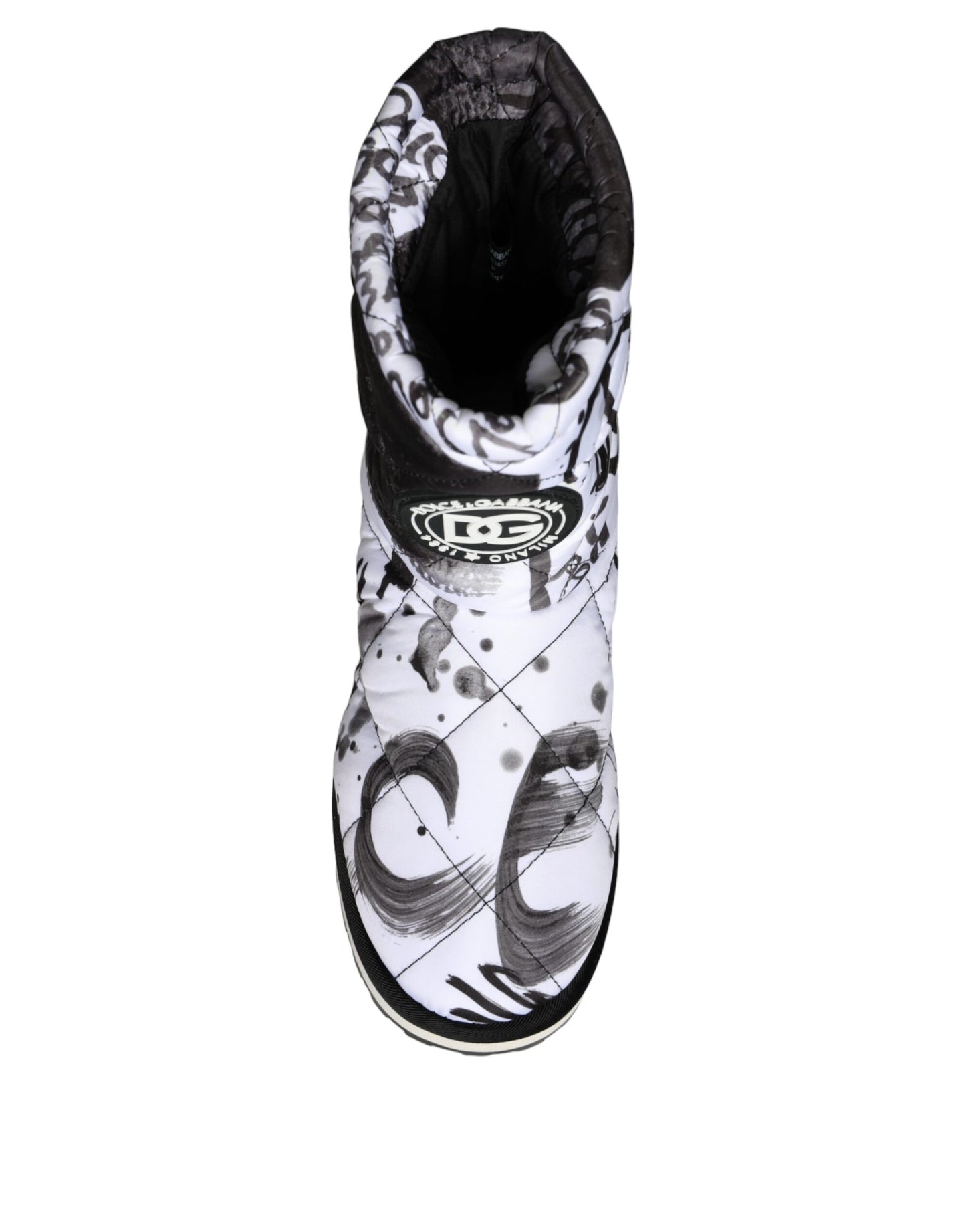 White Padded Logo Print Mid Calf Boots Shoes-Dolce & Gabbana-LabelTerrace.com