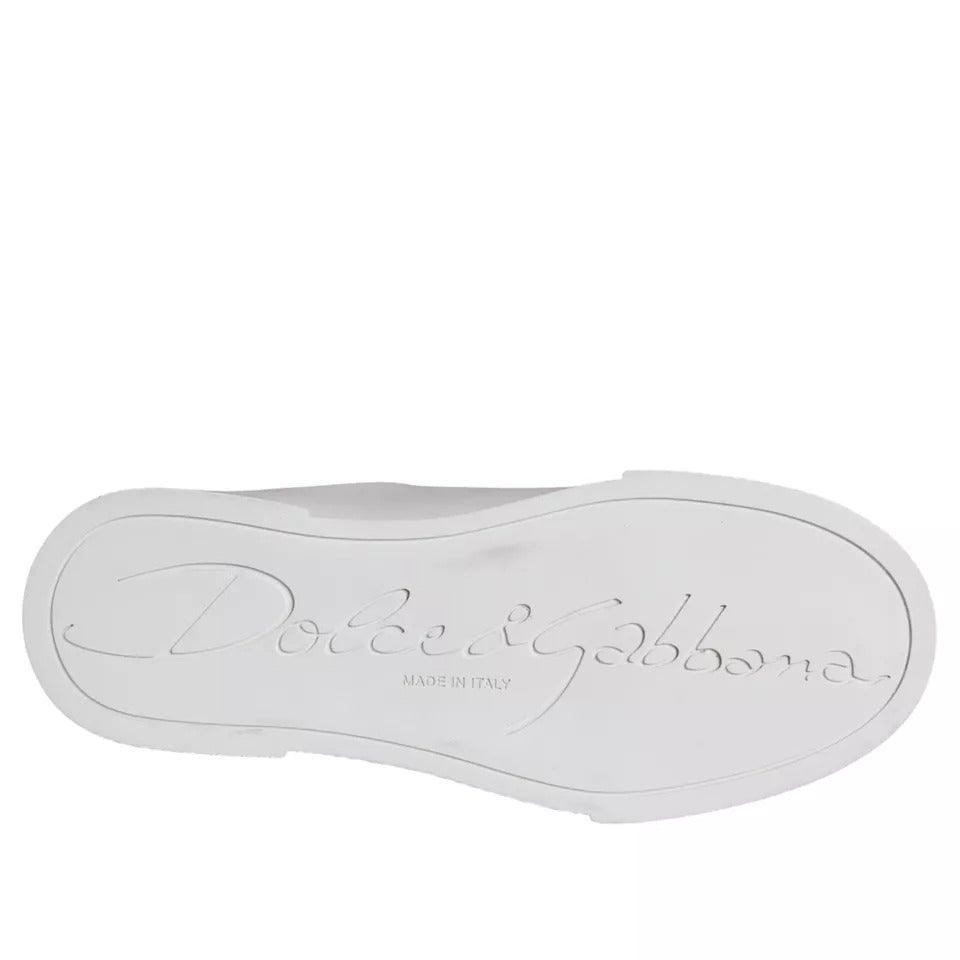 White Patch Calfskin Nappa Portofino Sneakers Shoes-Dolce & Gabbana-LabelTerrace.com