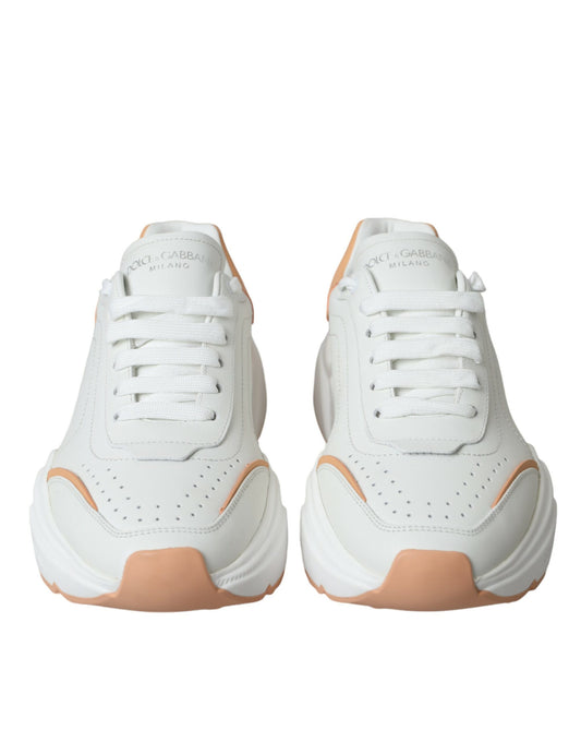 White Peach DAYMASTER Leather Sneakers Shoes-Dolce & Gabbana-LabelTerrace.com