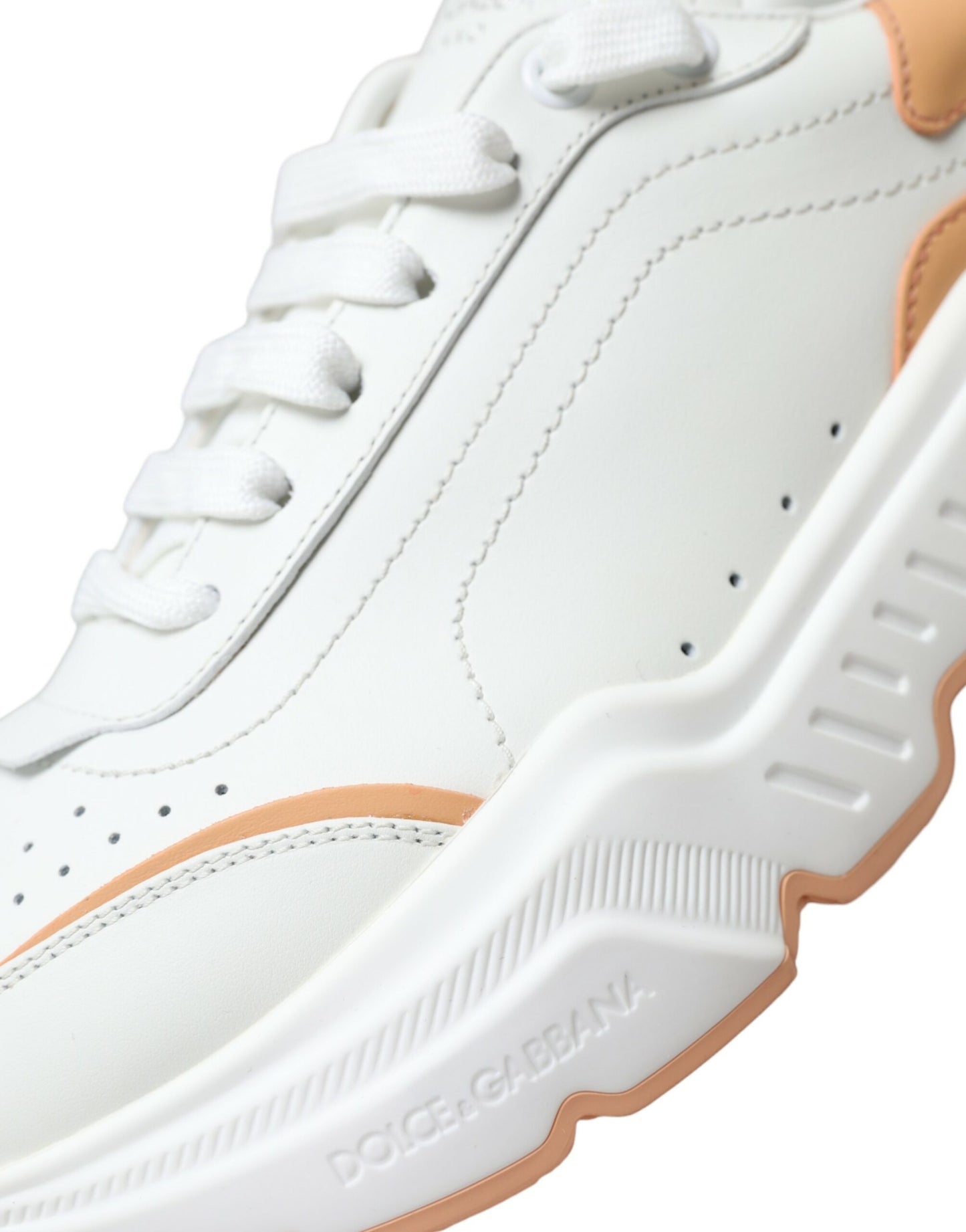 White Peach DAYMASTER Leather Sneakers Shoes-Dolce & Gabbana-LabelTerrace.com