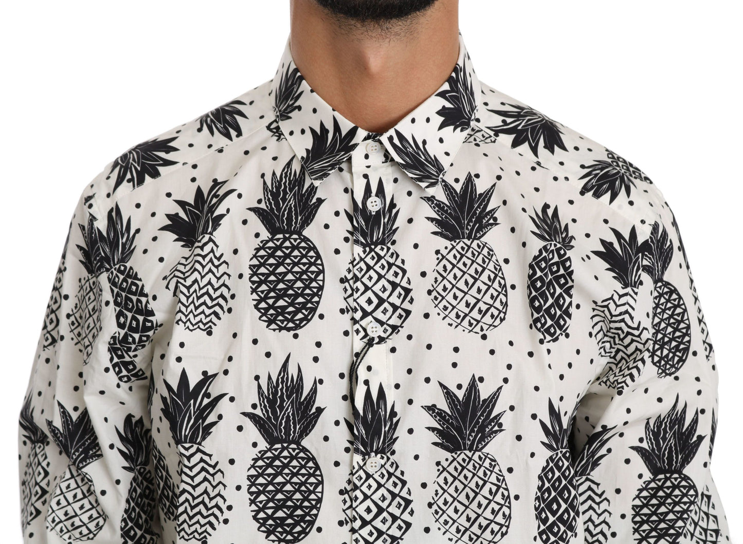 White Pineapple Cotton Top Shirt-Dolce & Gabbana-LabelTerrace.com