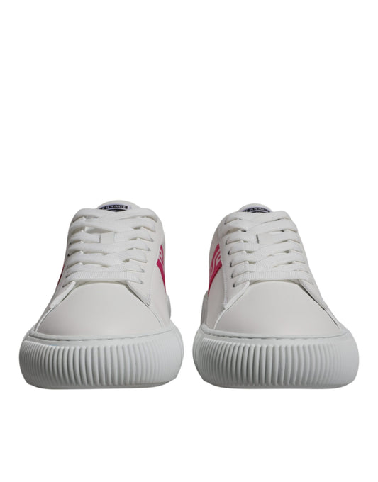 White Pink Greca Print Platform Low Top Sneakers Shoes-Versace-LabelTerrace.com