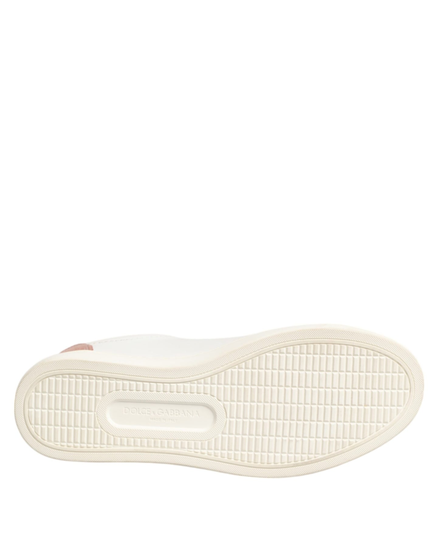 White Pink Leather Low Top Sneakers Shoes-Dolce & Gabbana-LabelTerrace.com