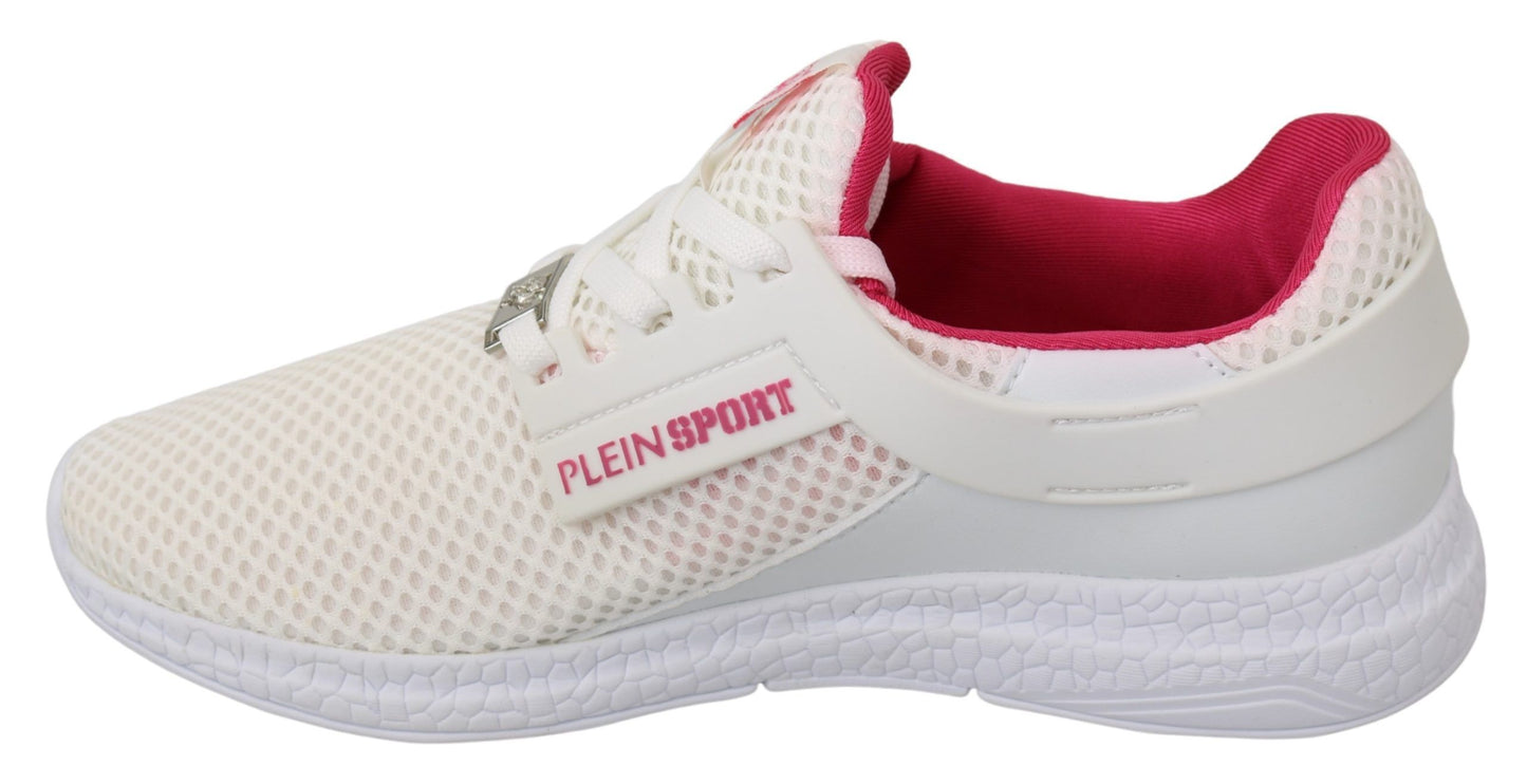 White Pink Polyester Becky Sneakers Shoes-Philipp Plein-LabelTerrace.com
