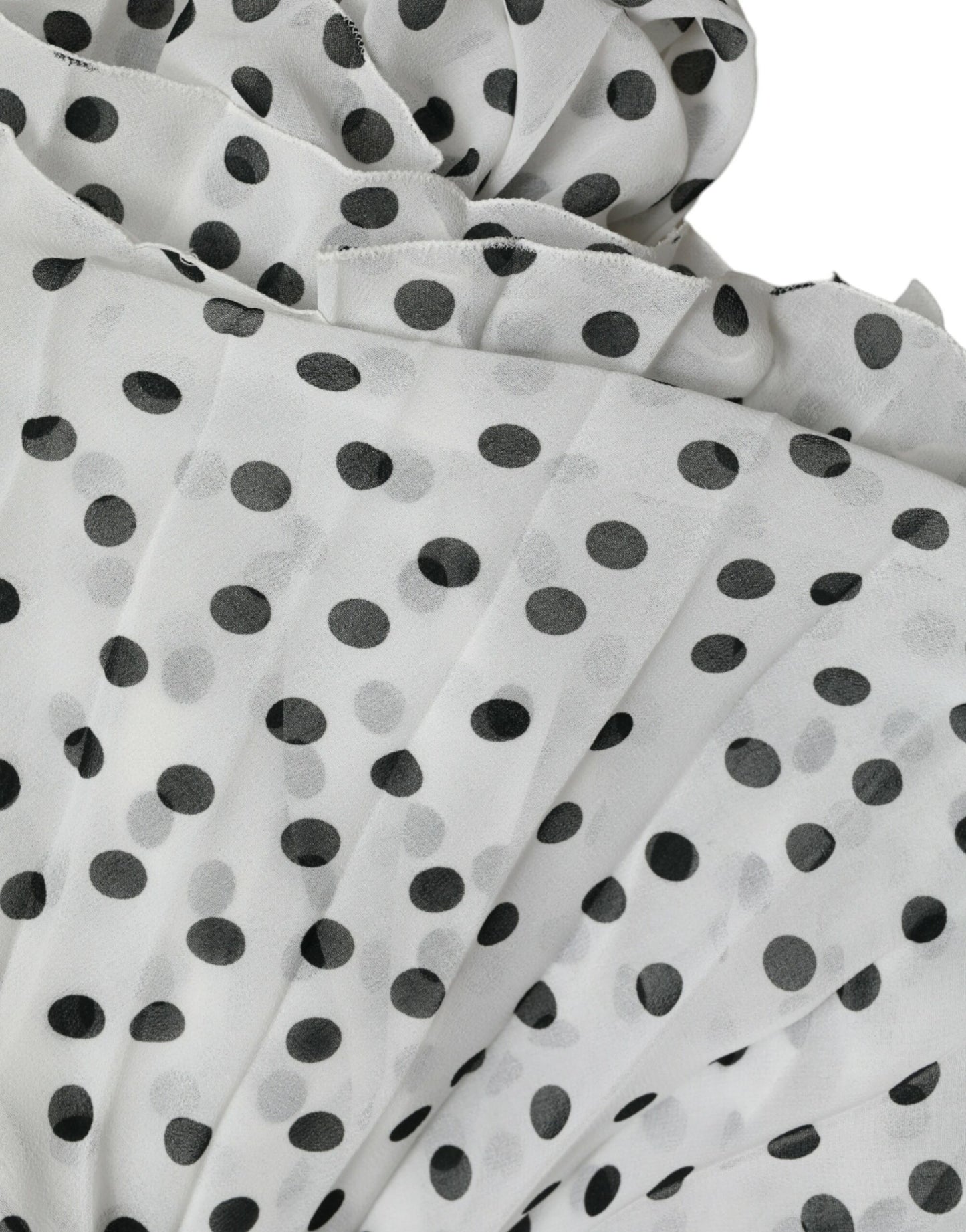 White Polka Dot A-line Pleated Maxi Dress-Dolce & Gabbana-LabelTerrace.com