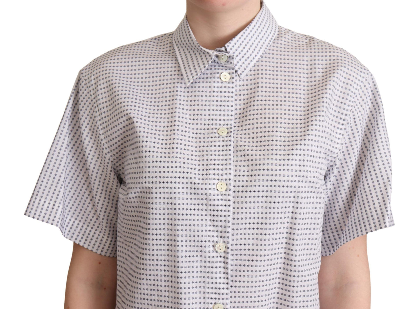 White Polka Dots Collared Blouse Shirt-Dolce & Gabbana-LabelTerrace.com