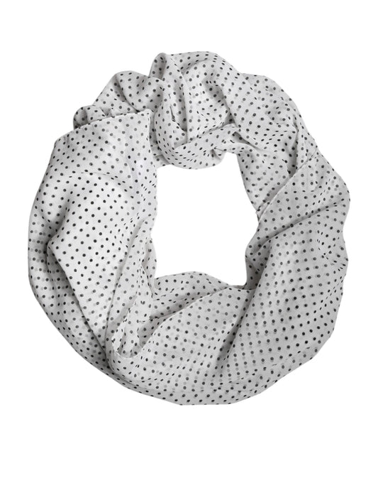 White Polka Dots Polyester Wrap Shawl Scarf-Dolce & Gabbana-LabelTerrace.com