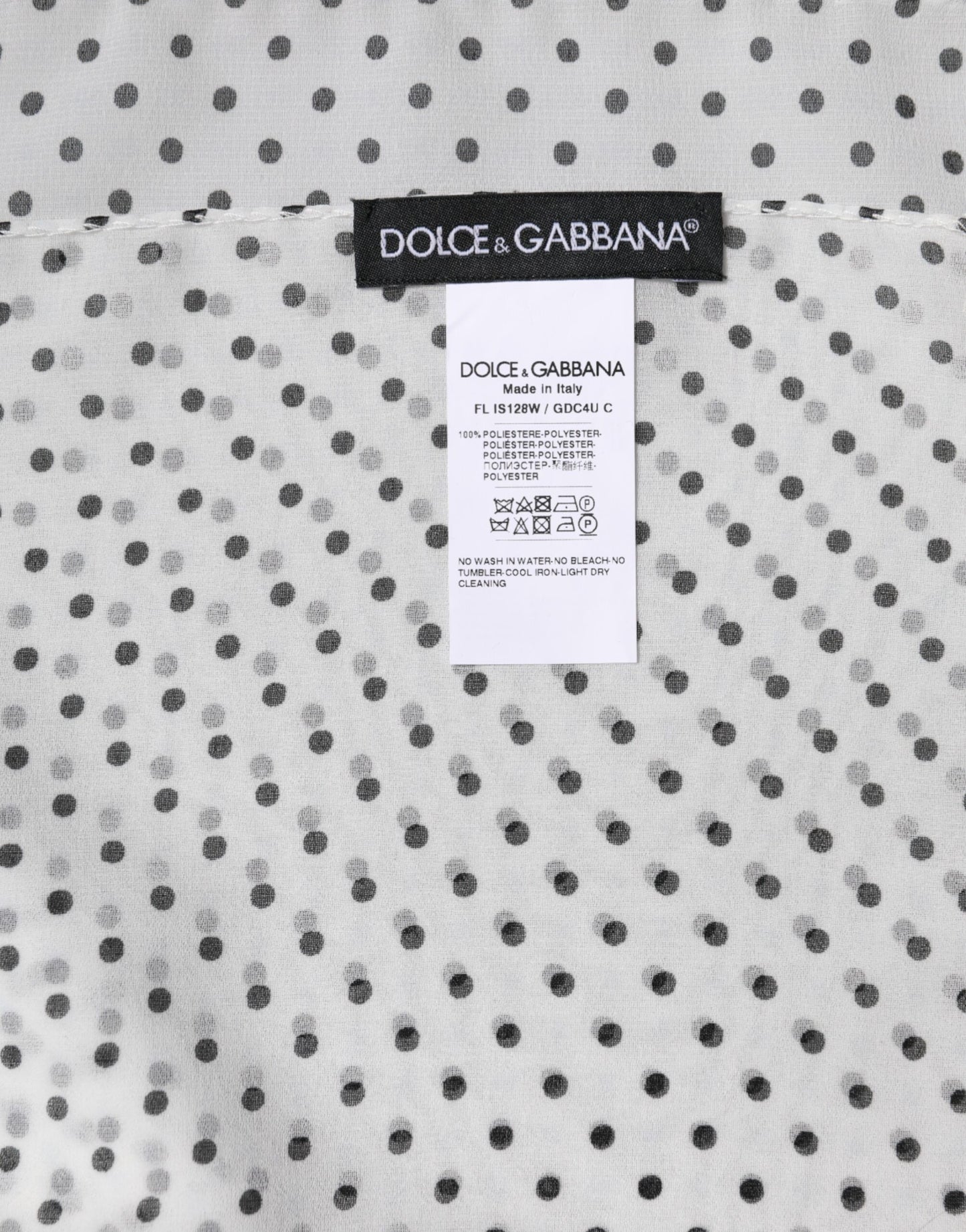 White Polka Dots Polyester Wrap Shawl Scarf-Dolce & Gabbana-LabelTerrace.com